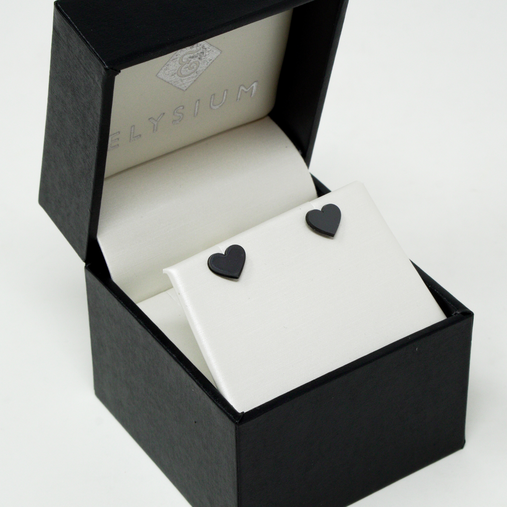 Women’s Solid Black Diamond Heart Earrings - Lady Elysium Black Diamond