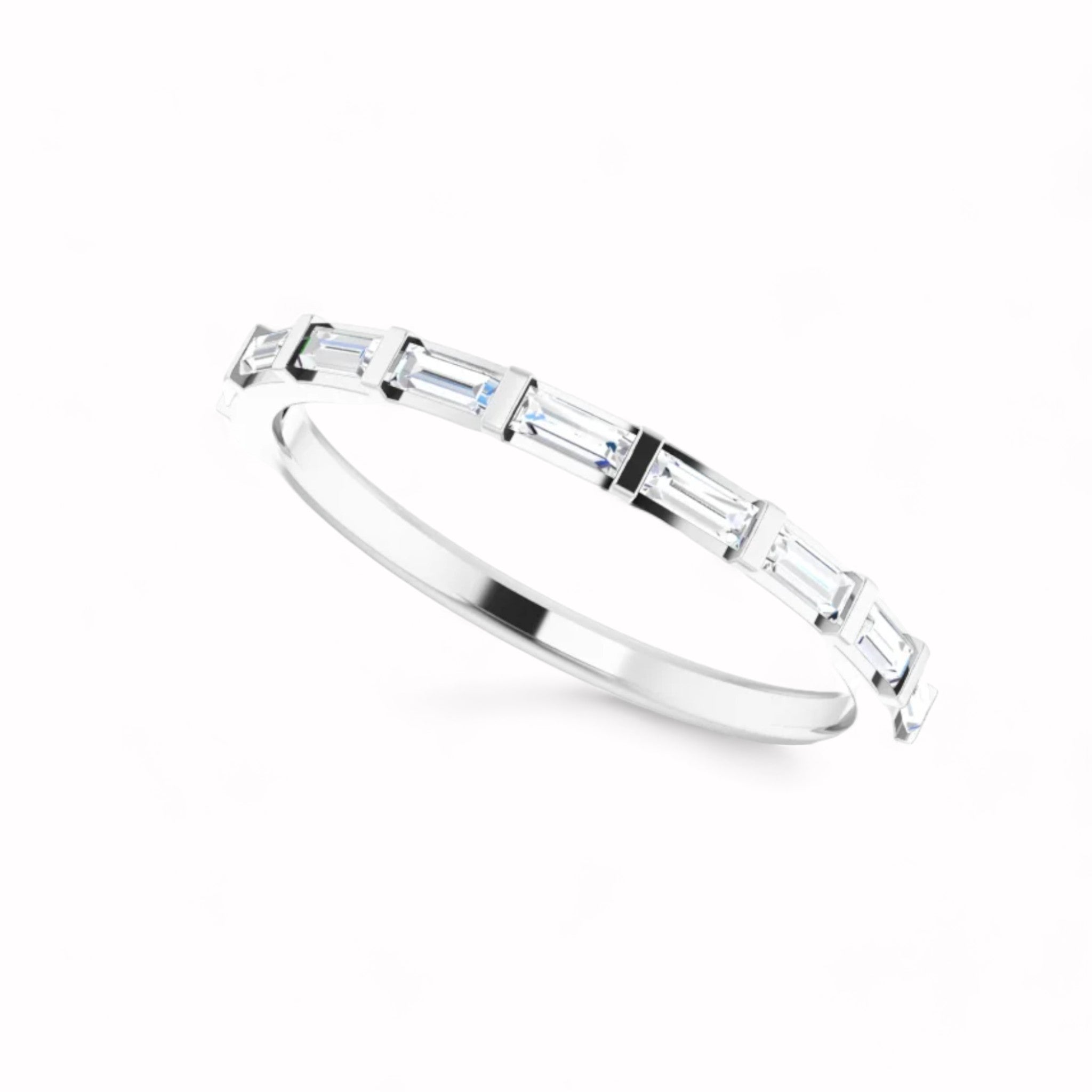 Black Diamond - Women’s Ring - CLIO - 14K White Gold - 1/4 CTW Baguette Diamond Anniversary Band - Lady Elysium Black Diamond