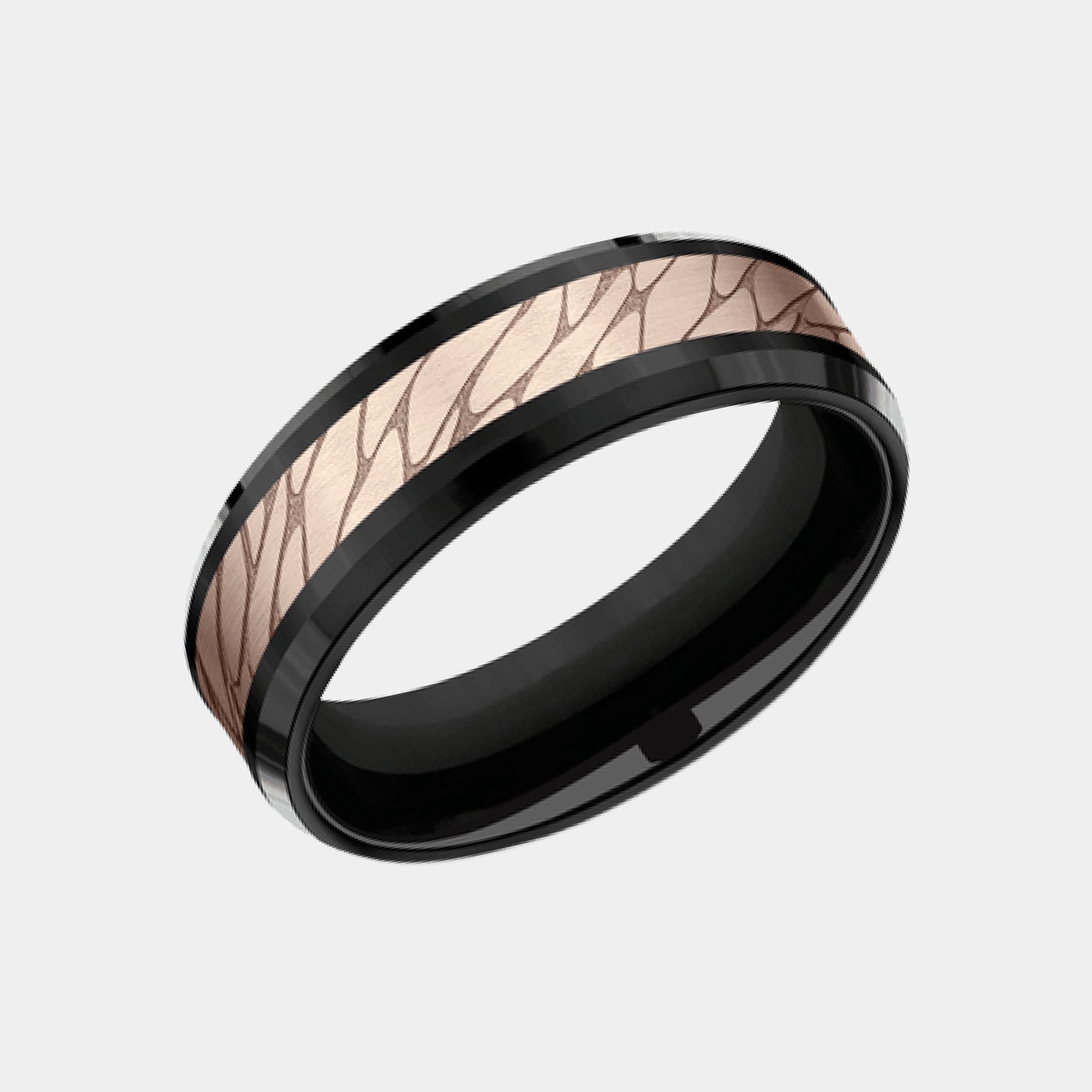 Men's Wedding Band | The Dino | Black Titanium with 14K Rose Gold | Elysium