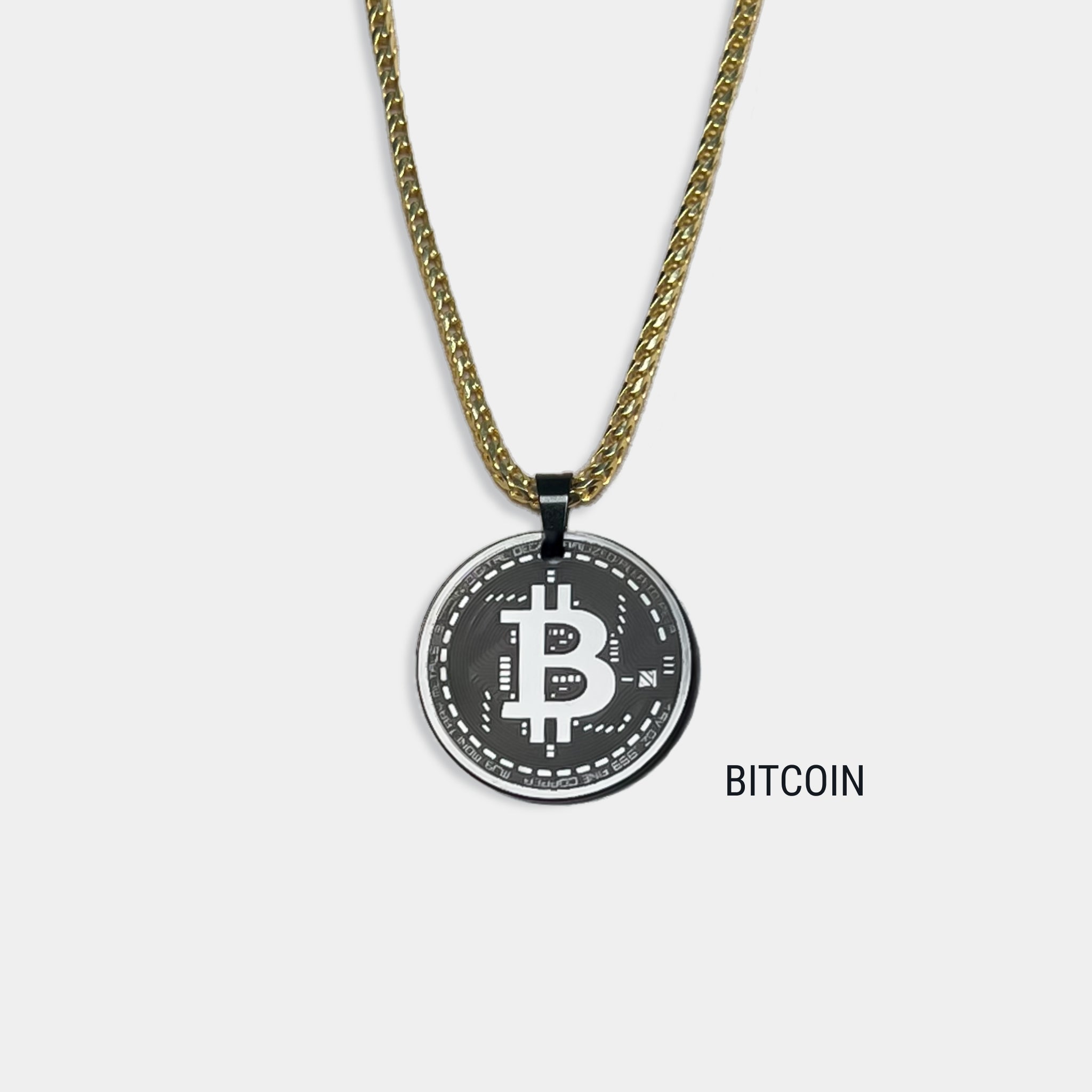 Solid Black Diamond CRYPTO Engraved Pendant - 21MM - Elysium Black Diamond