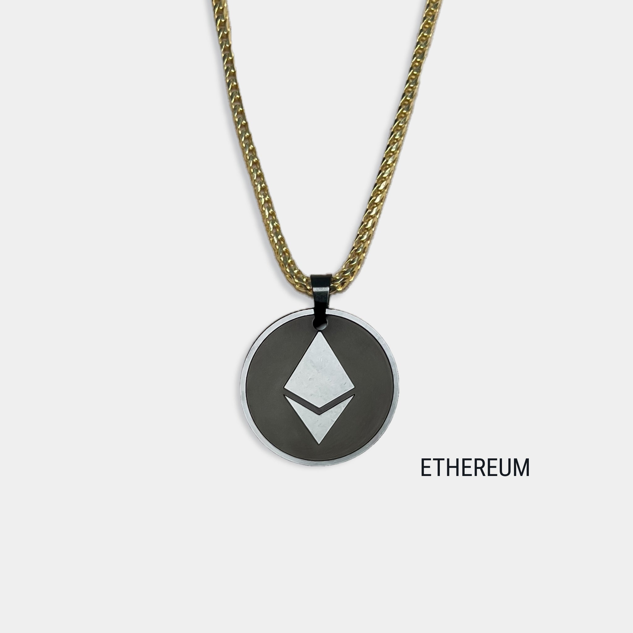 Solid Black Diamond CRYPTO Engraved Pendant - 21MM - Elysium Black Diamond