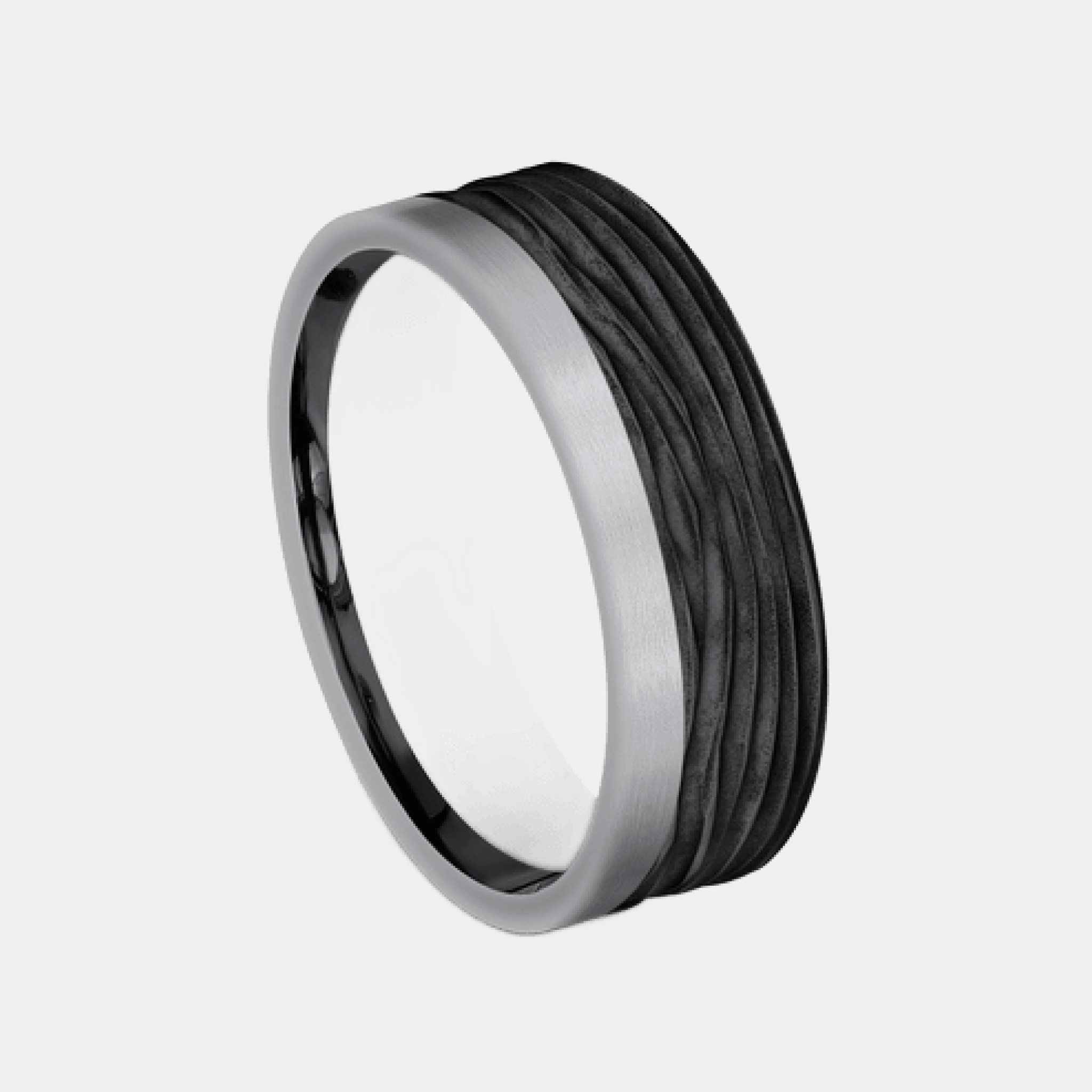 Men's Wedding Band | The Hickory | Tantalum Grey with Black Titanium | Elysium