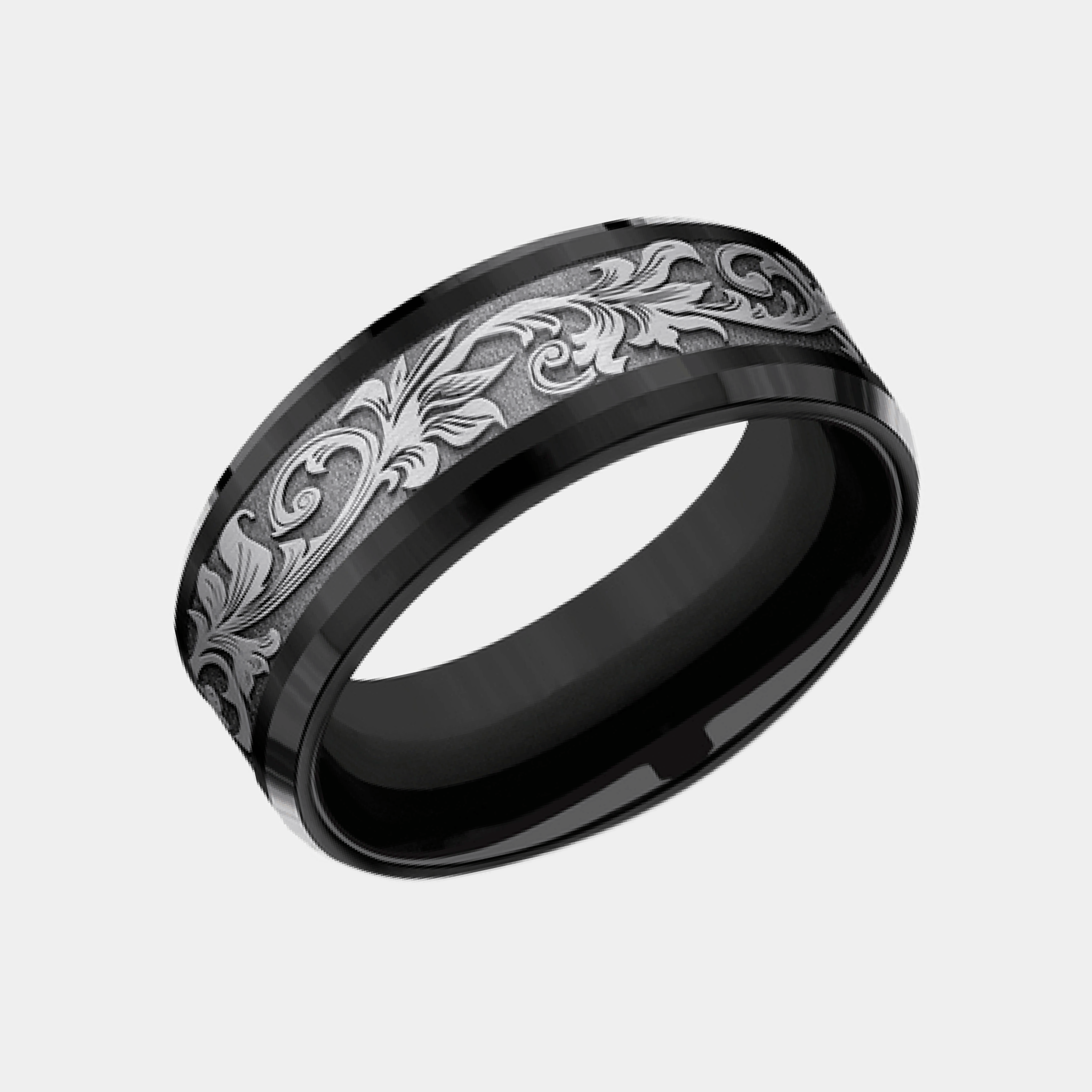 Men's Wedding Band | The Royal | Black Titanium with Tantalum Grey | Elysium