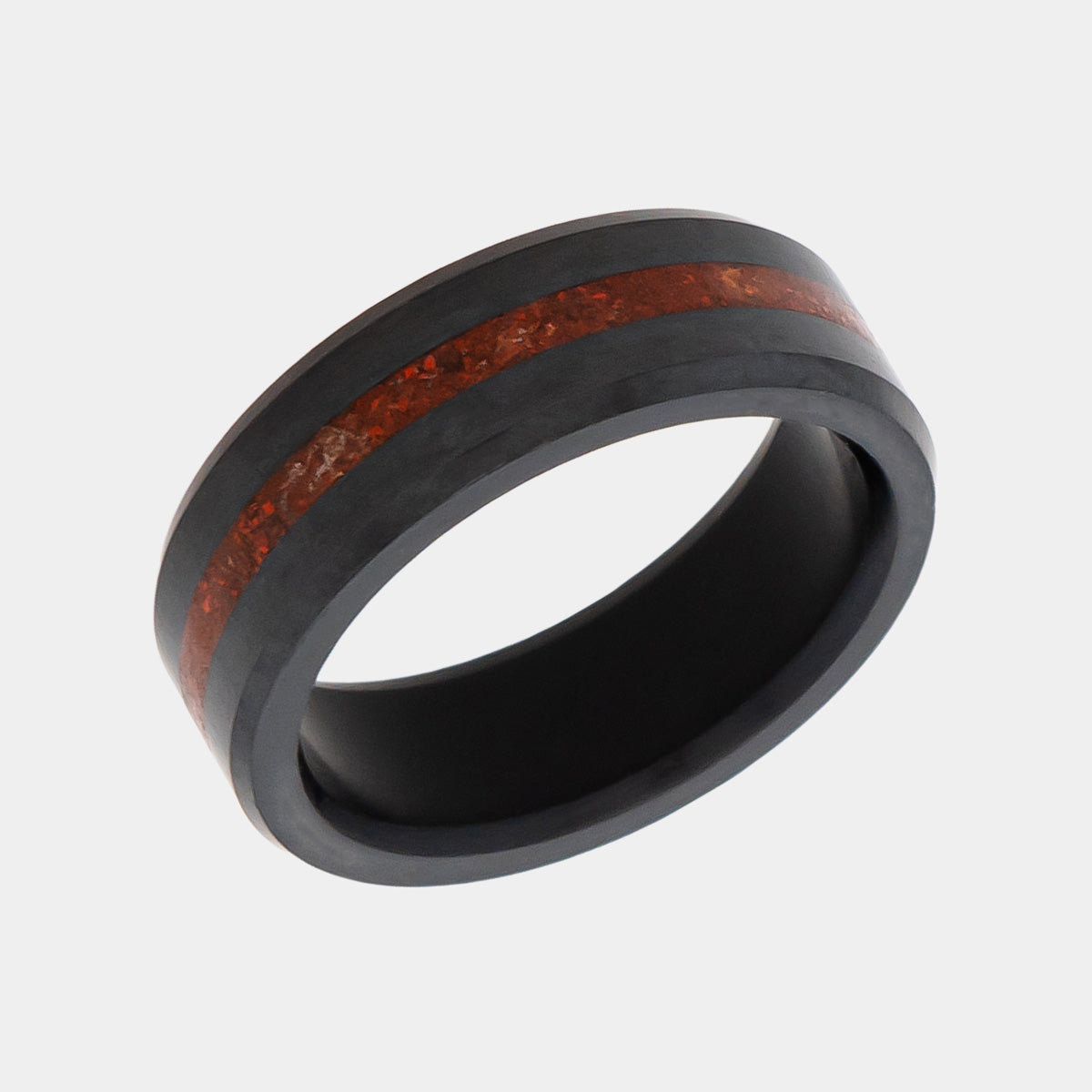 Black Diamond - Men’s Ring 8mm - Dinosaur Bone Inlay - ARES - Elysium Black Diamond